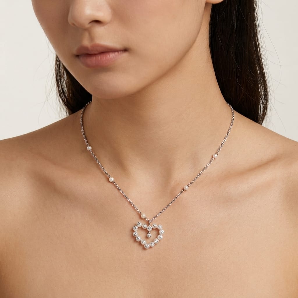 Collier faraone in oro bianco 18 kt con perle e diamanti_4