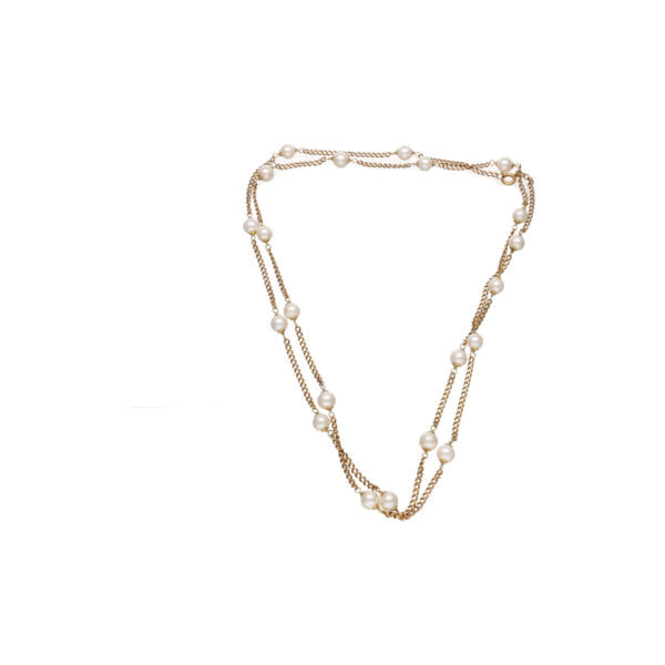 Collana lunga in oro giallo 18 kt con perle coltivate_1