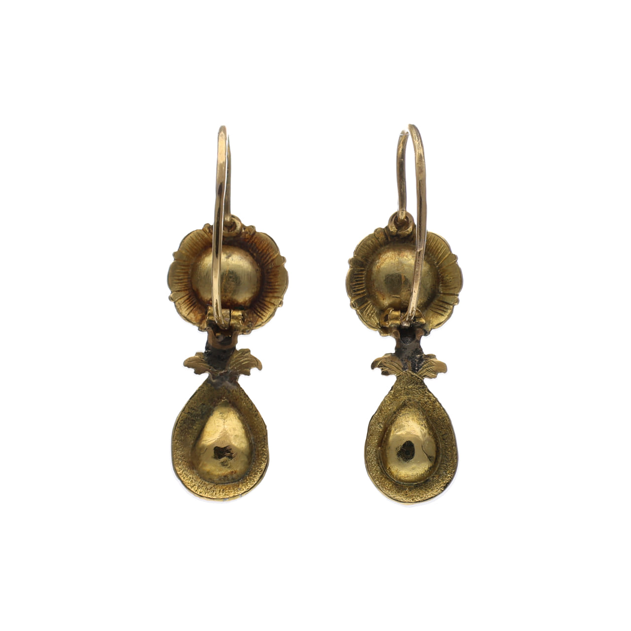 19th-Century Gold and Rose-Cut Diamond Earrings - Image 3
