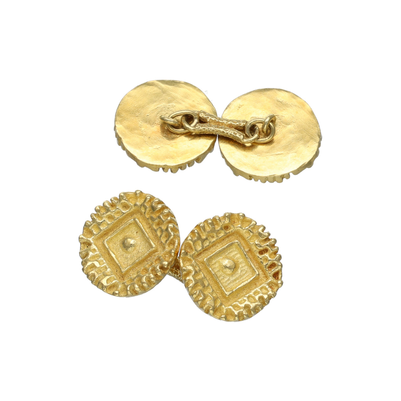 Vintage 1970s Cufflinks in Worked 18 kt Yellow Gold - Image 2