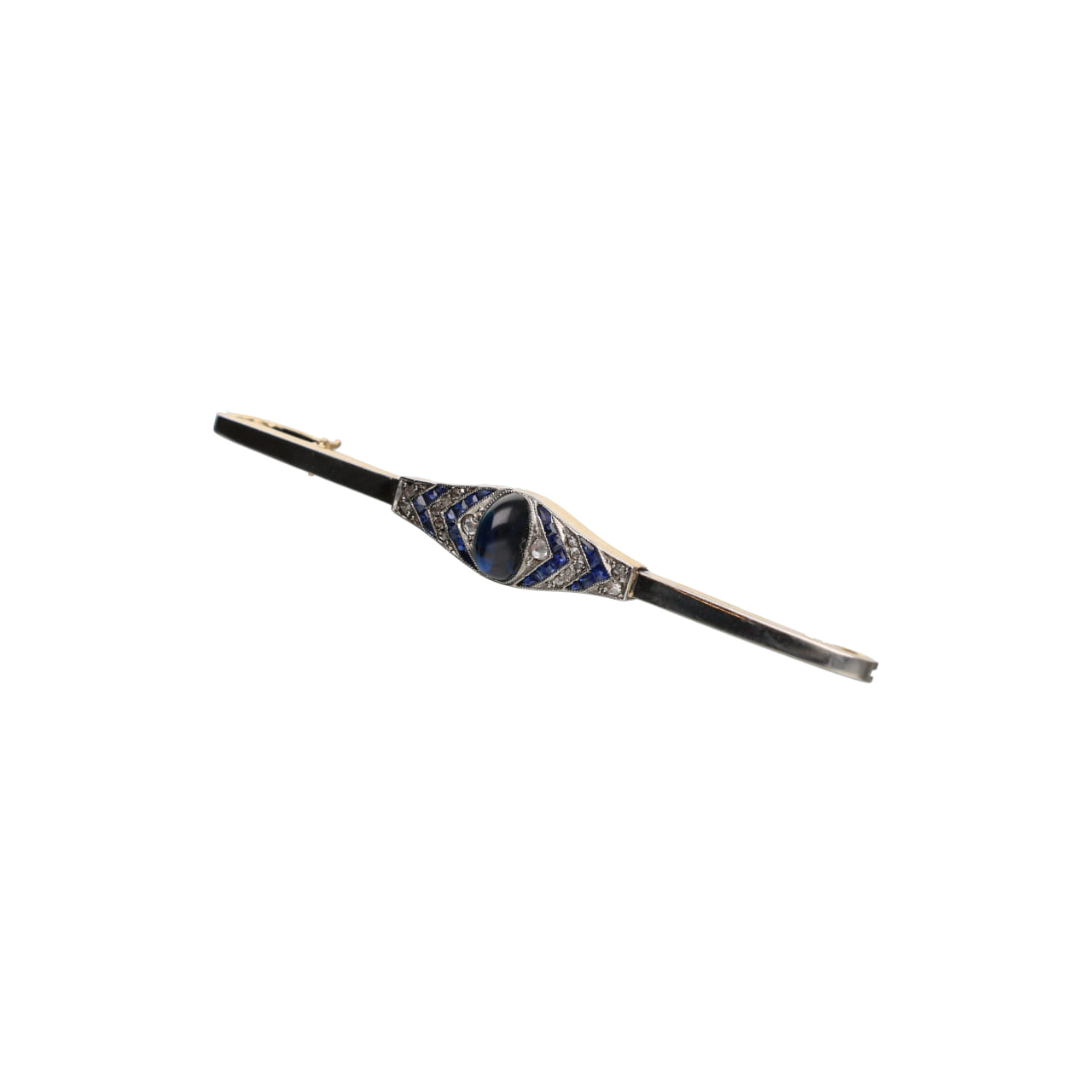 Art Déco Brooch with Sapphires and Rose-Cut Diamonds - Image 2