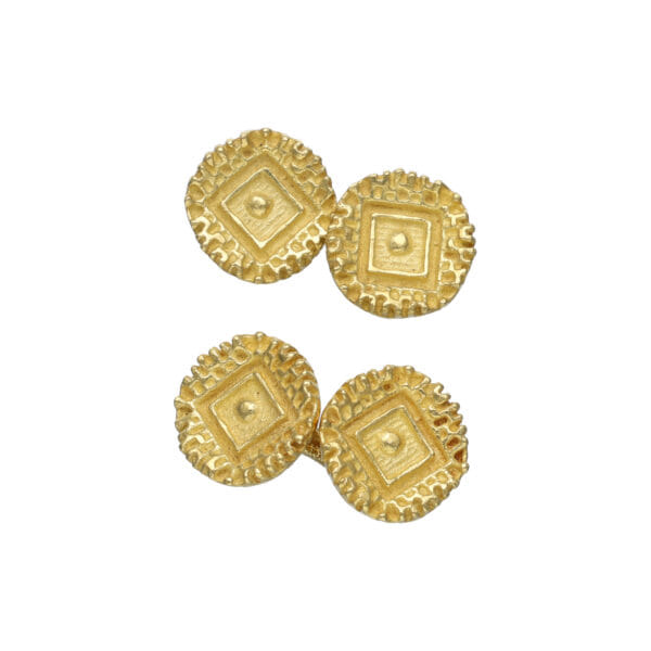 Vintage 1970s Cufflinks in Worked 18 kt Yellow Gold
