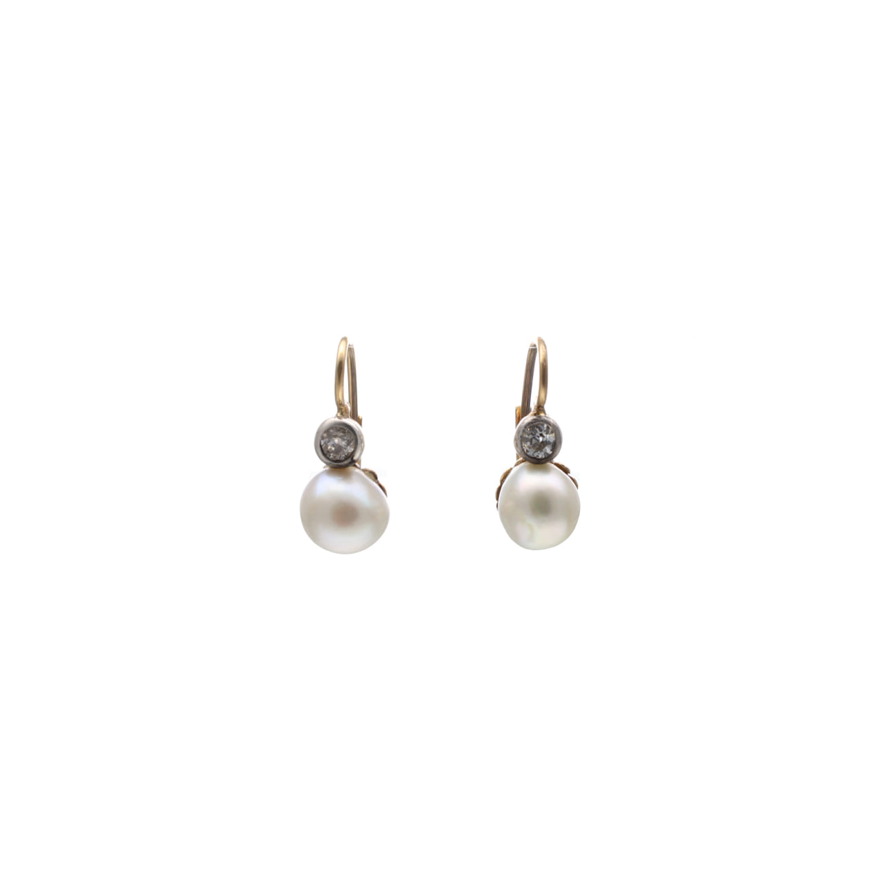 19th-Century Earrings in Gold, Silver, Diamonds and Pearls