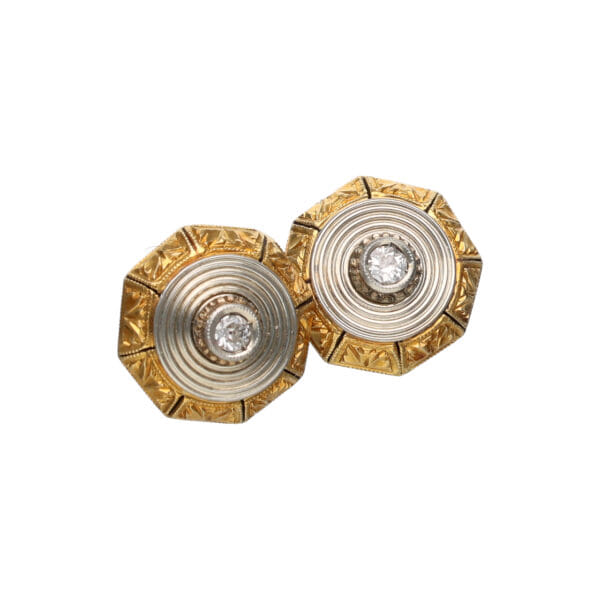 Art Déco Cufflinks in 18 kt Gold with Diamonds
