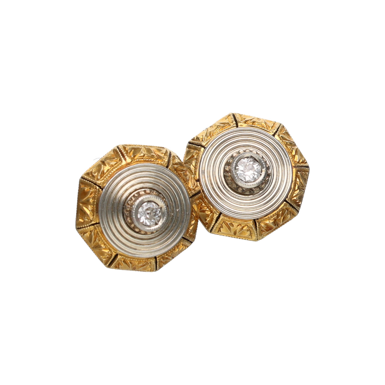Art Déco Cufflinks in 18 kt Gold with Diamonds