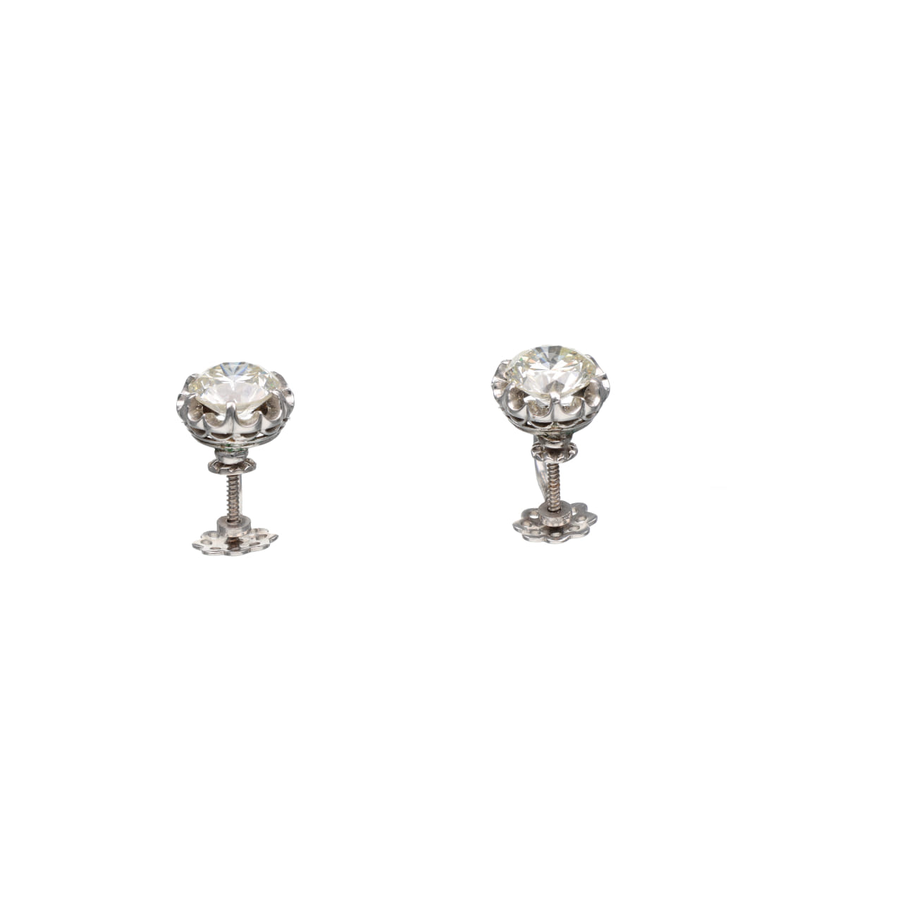 1950s White Gold Earrings with Antique Diamonds - Image 3