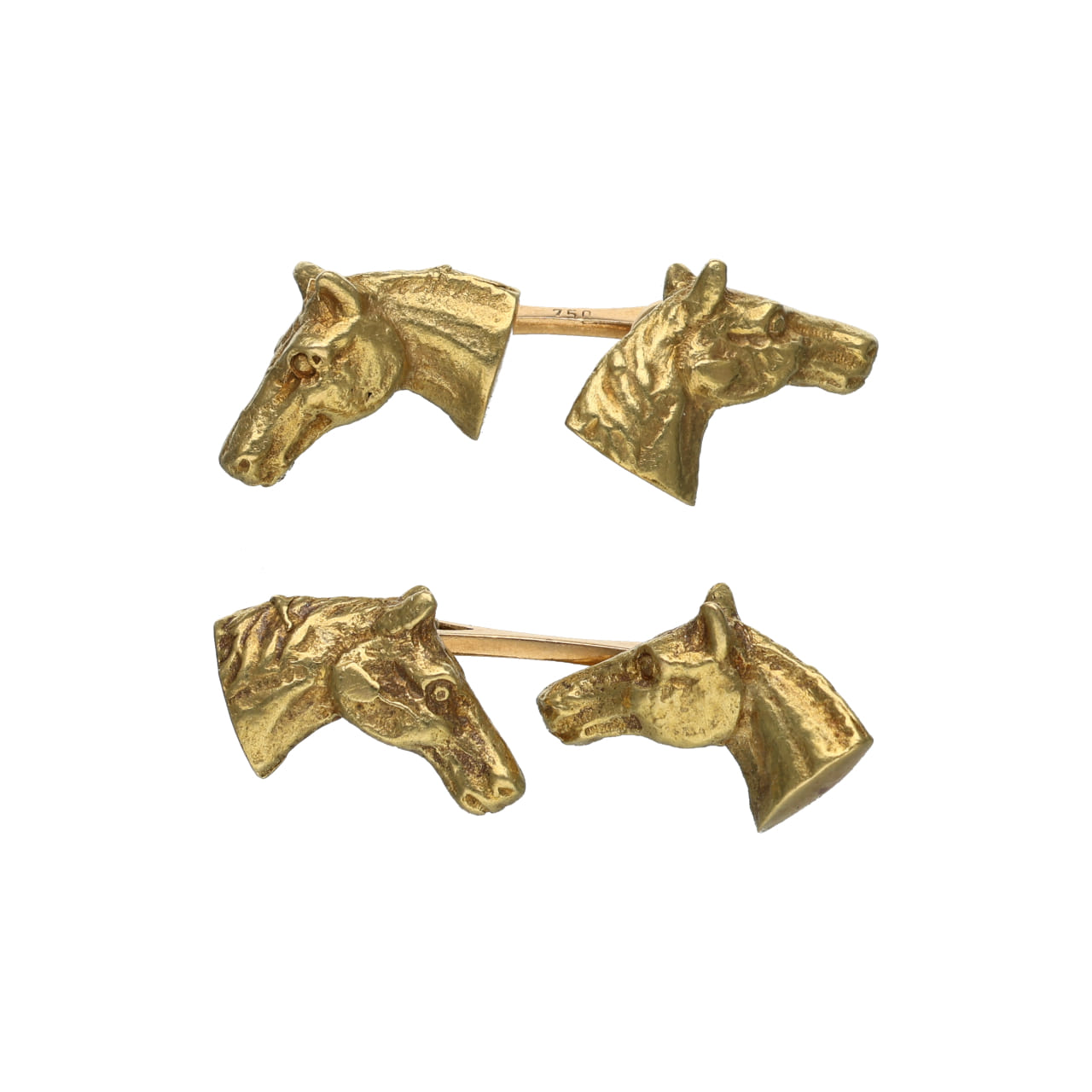 Vintage 1970s 18 kt Gold Horse Head Cufflinks - Image 3