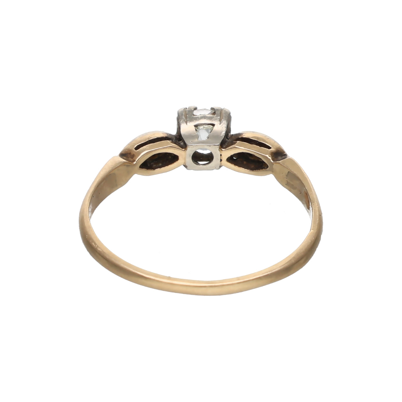 1950s Gold Ring with Antique-Cut Diamonds - Image 3