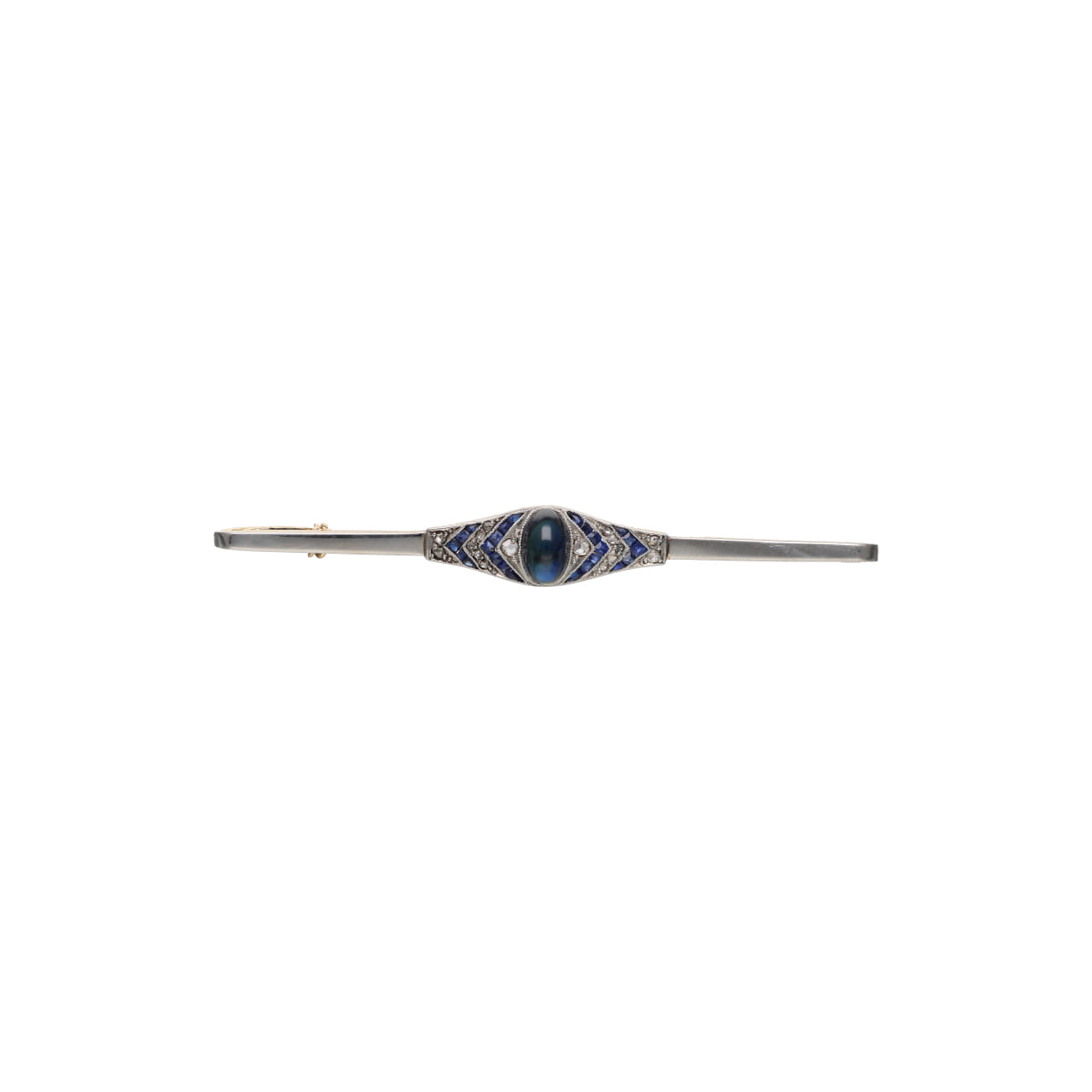 Art Déco Brooch with Sapphires and Rose-Cut Diamonds
