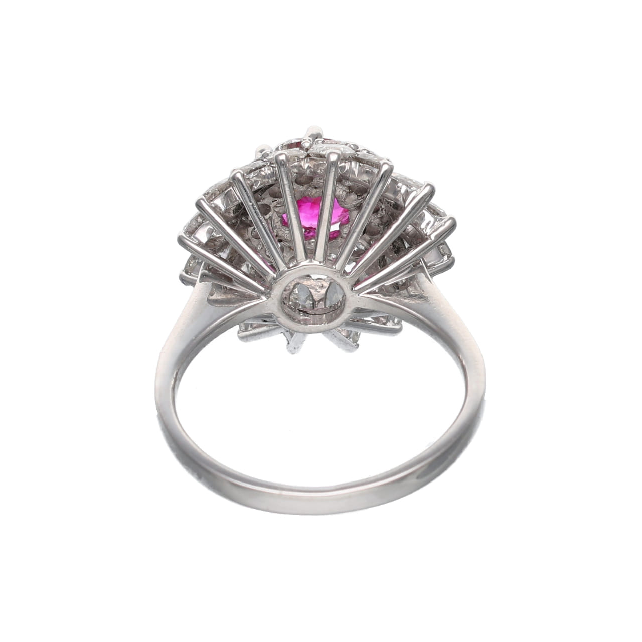 Double Daisy Ring with Burmese Ruby and Diamonds - Image 3