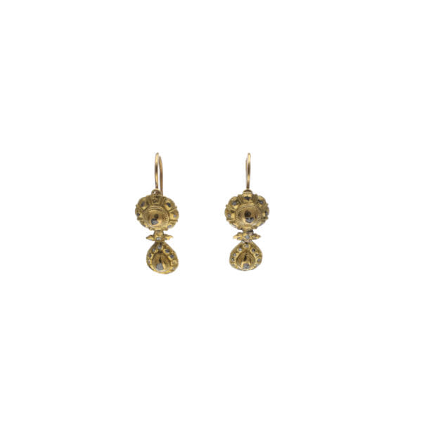 19th-Century Gold and Rose-Cut Diamond Earrings
