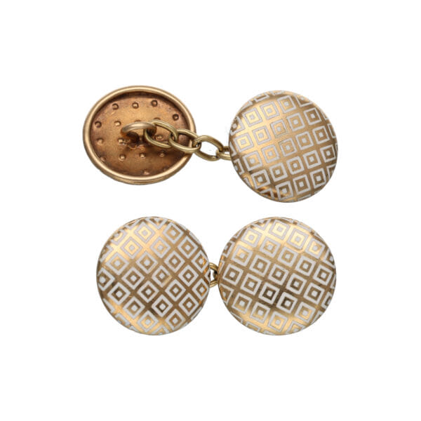 Vintage 1960s–1970s Cufflinks in Gold and White Enamel