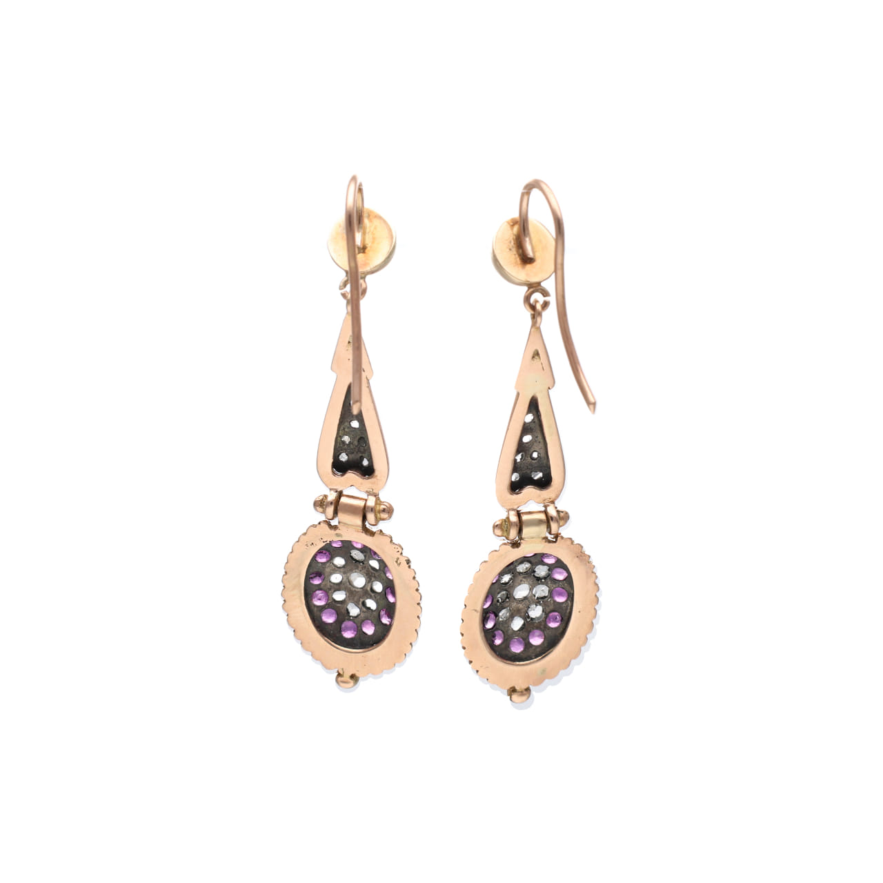 Revival Earrings in Gold and Silver with Rubies and Diamonds - Image 3