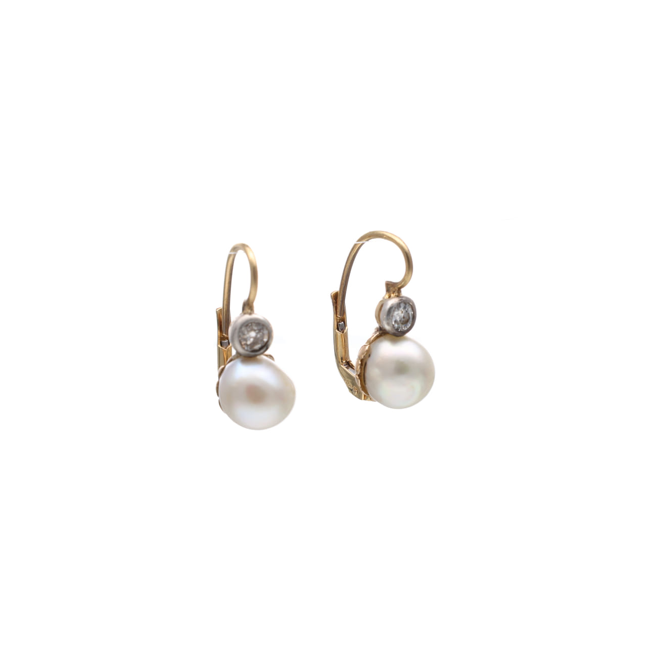 19th-Century Earrings in Gold, Silver, Diamonds and Pearls - Image 2