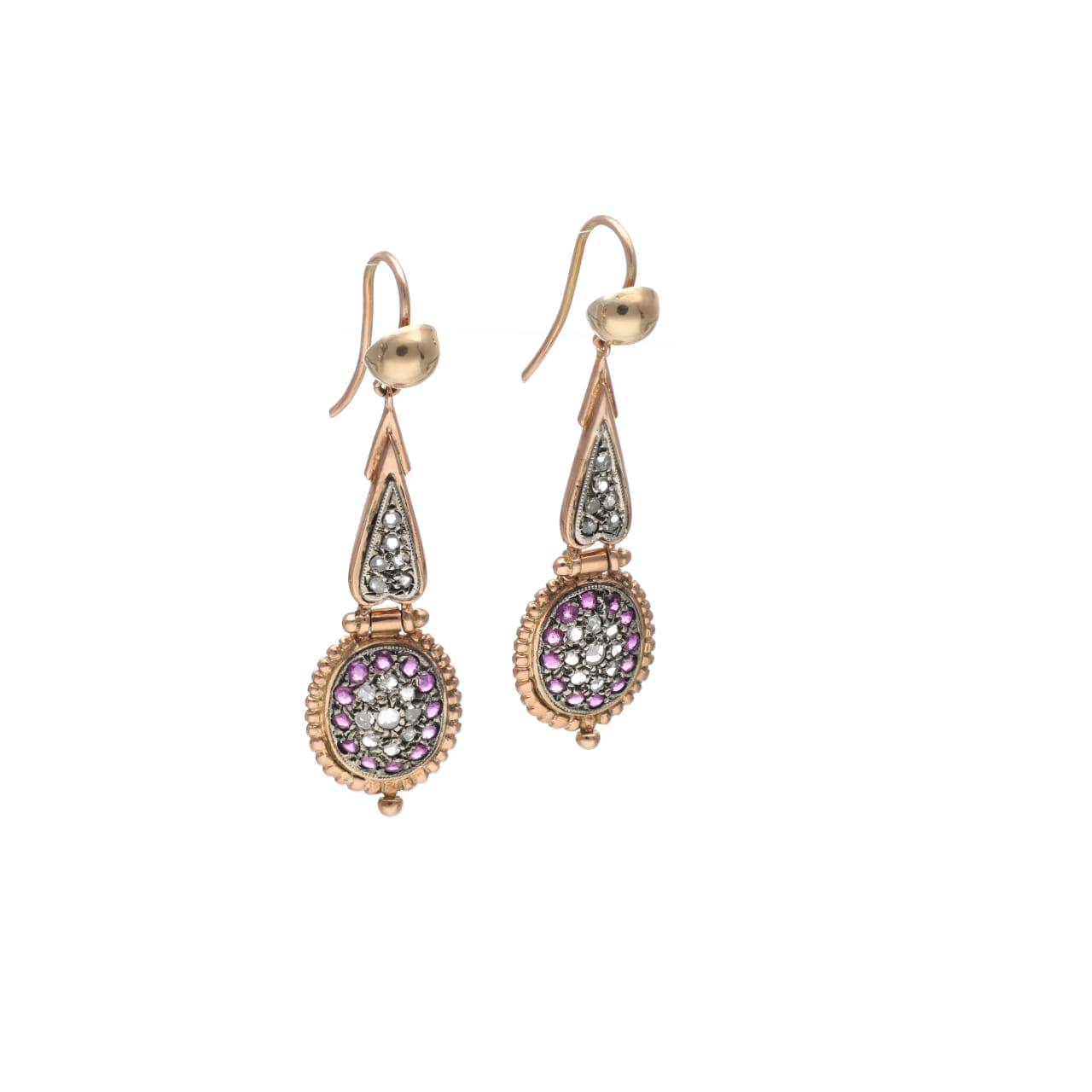 Revival Earrings in Gold and Silver with Rubies and Diamonds - Image 2