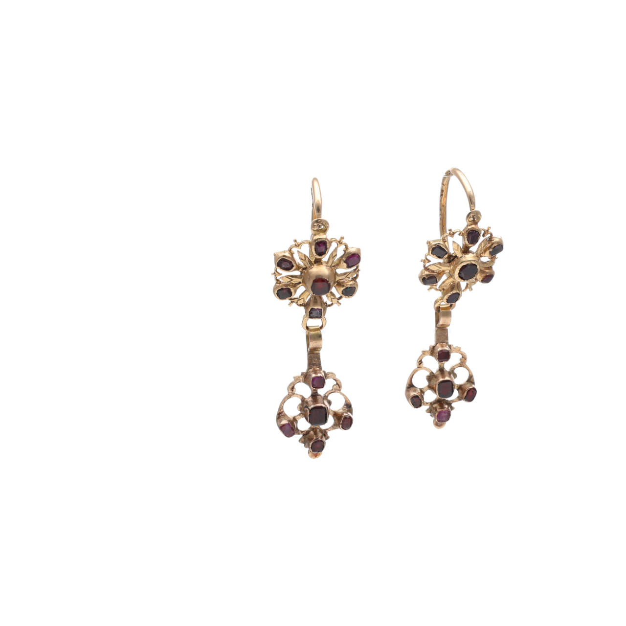 19th-Century Sicilian Earrings with Garnets and Rubies - Image 2