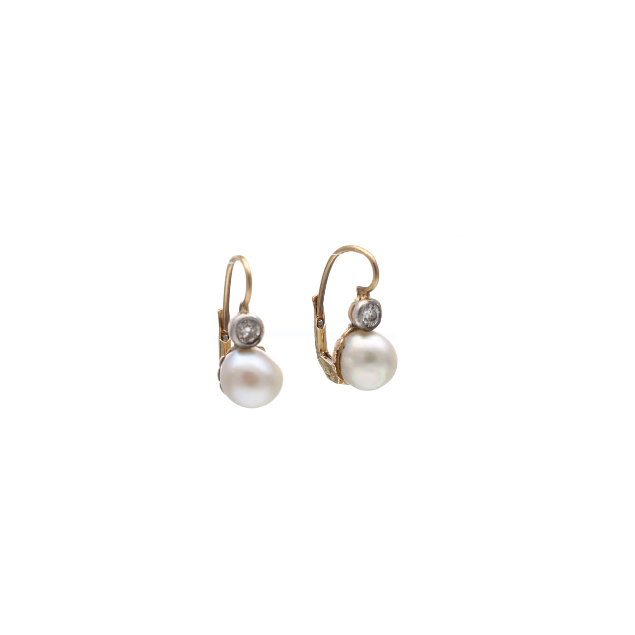 19th-Century Earrings in Gold, Silver, Diamonds and Pearls - Image 4