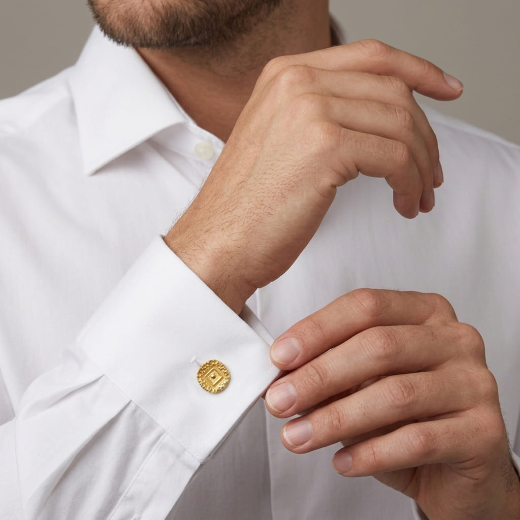 Vintage 1970s Cufflinks in Worked 18 kt Yellow Gold - Image 4