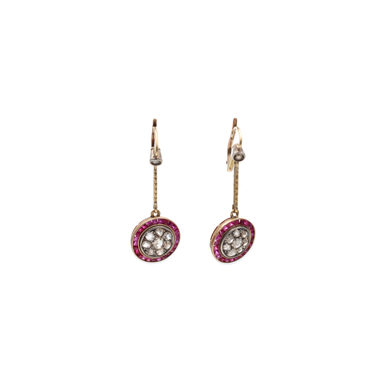 Revival Earrings with Diamonds and Synthetic Rubies