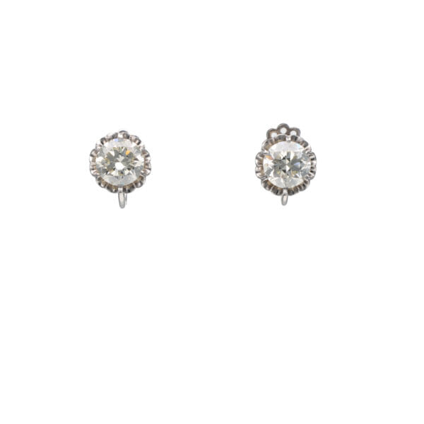 1950s White Gold Earrings with Antique Diamonds