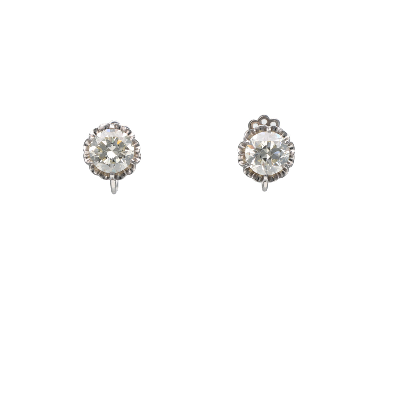 1950s White Gold Earrings with Antique Diamonds