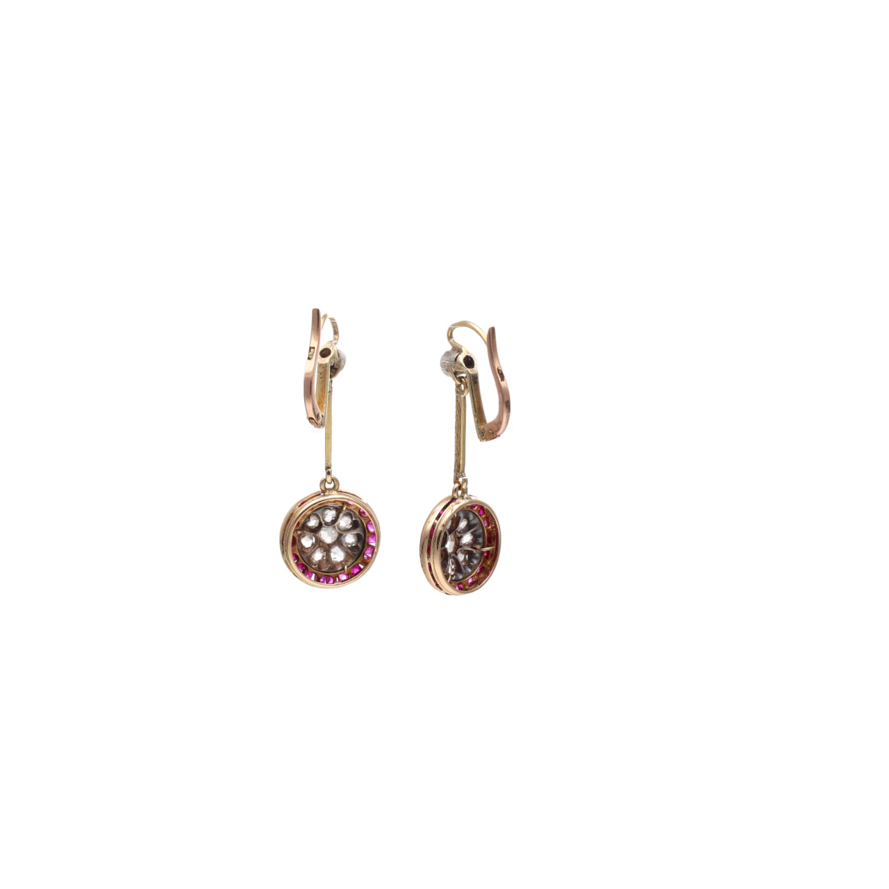 Revival Earrings with Diamonds and Synthetic Rubies - Image 3