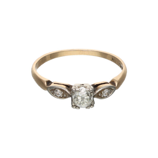 1950s Gold Ring with Antique-Cut Diamonds