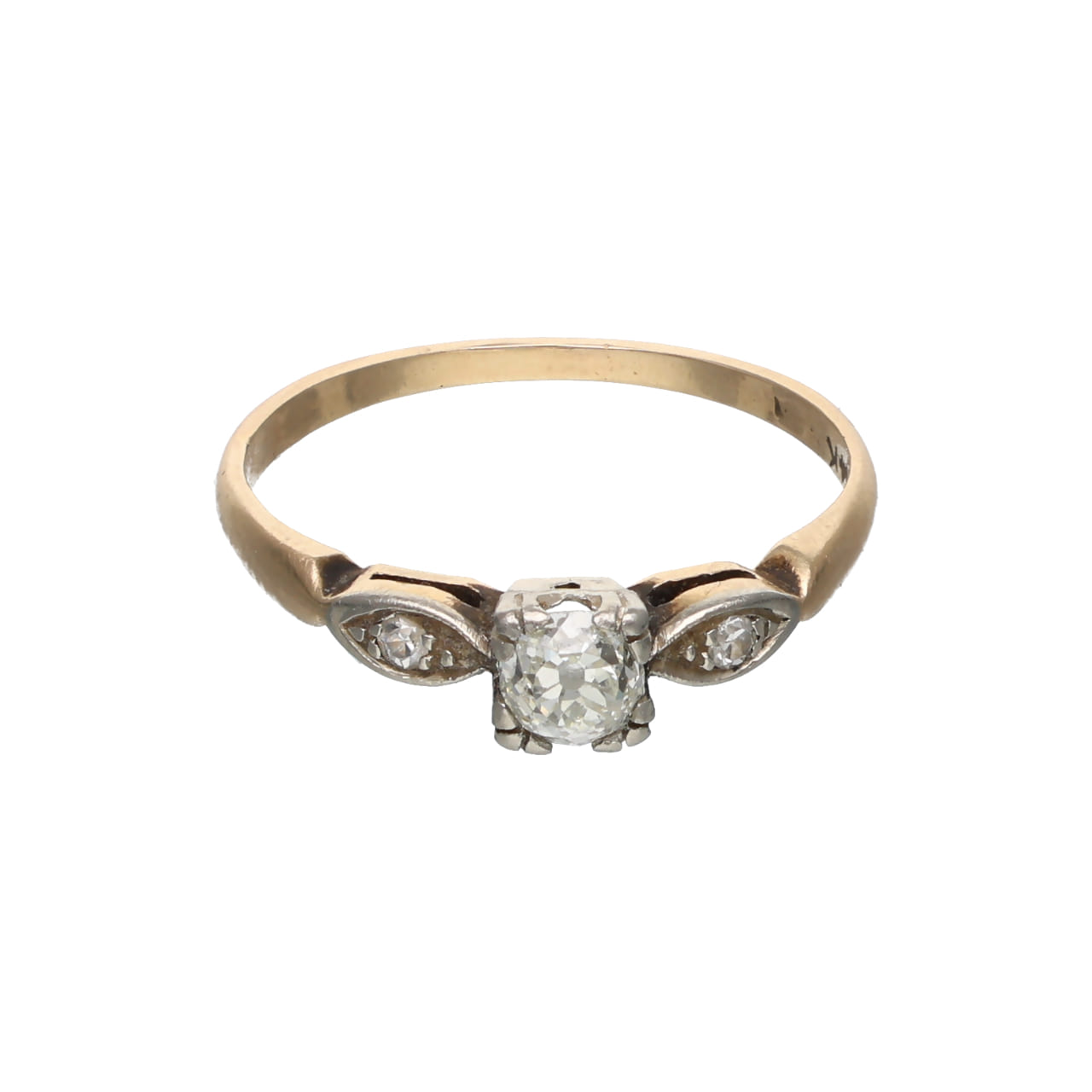 1950s Gold Ring with Antique-Cut Diamonds