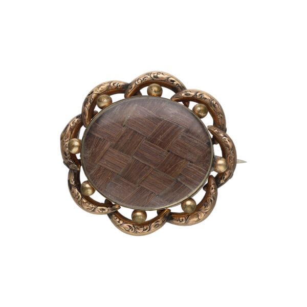 19th-Century Gold Brooch with hair work
