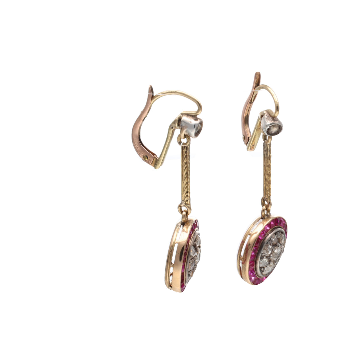Revival Earrings with Diamonds and Synthetic Rubies - Image 2